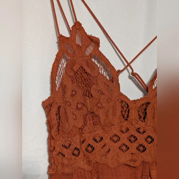 New! Intimately Free People Rust Color Adella Camisole Crochet Lace Top Size S - Picture 9 of 16